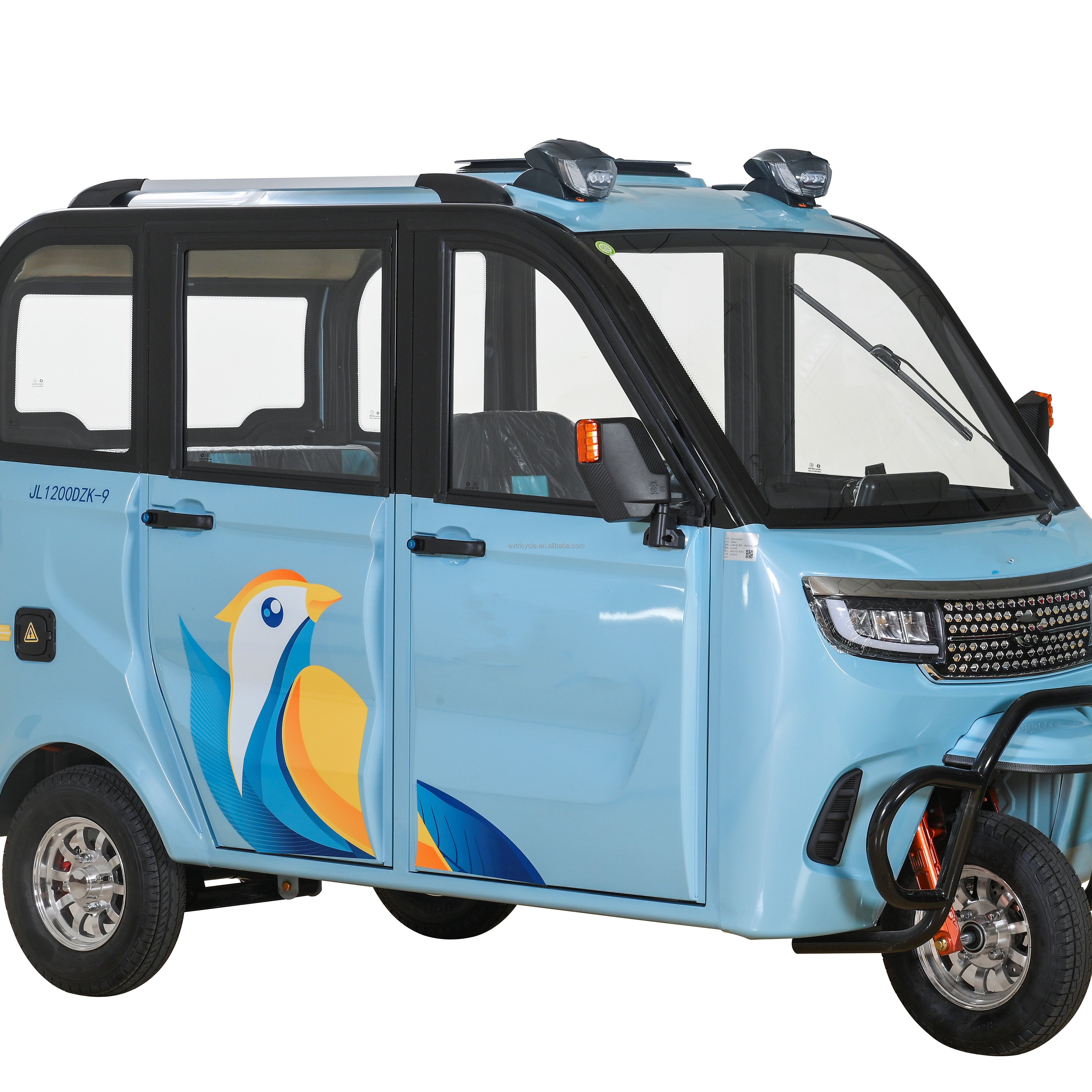 2024 New Strong Electric Tricycle for Passenger Front Tire Disc Brake Closed Rickshaw With Bumper for Handicapped